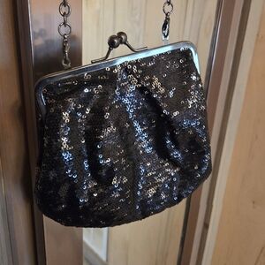 Vintage Elegant Black Sequin Clutch Bag
